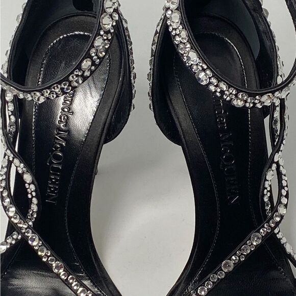 Alexander McQueen Crystal-Embellished Satin High-Heel Sandals size 39.5 - Picture 4 of 14